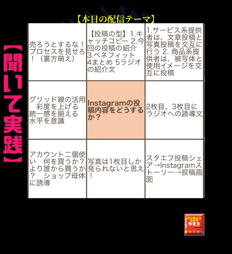 Step8 基盤構築 Sns運用 スタエフに誘導する為のインスタ投稿 オンライン社会の歩き方 オンライン販売提供者の為のスキルアップラジオ Stand Fm